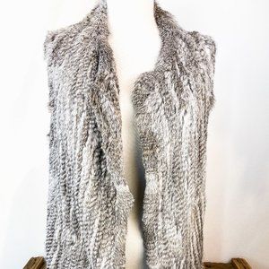 Joie Grey and White Fur Vest